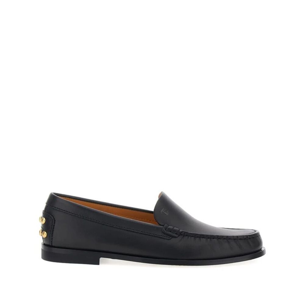 Leather Loafers With Metal Gommini Women